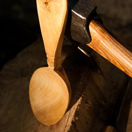 photo of a spoon with axe